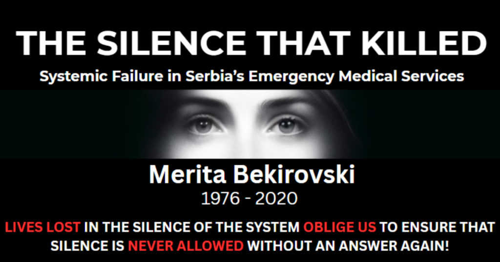 Eyes of Merita Bekirovski – symbol of silenced victims of emergency failure in Serbia